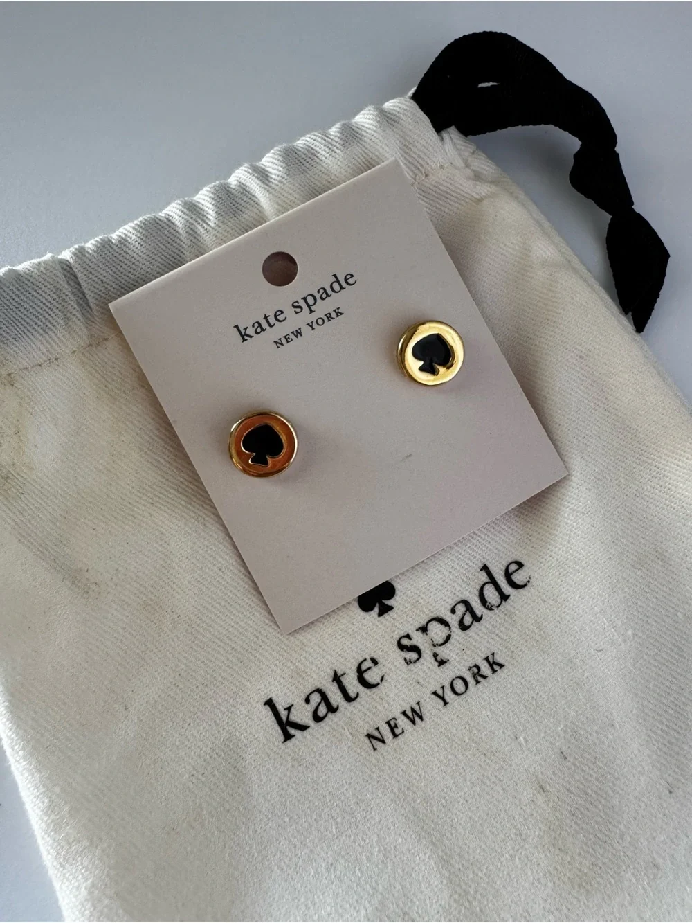 kate spade Gold and Black Enamel Spade Stud Earrings